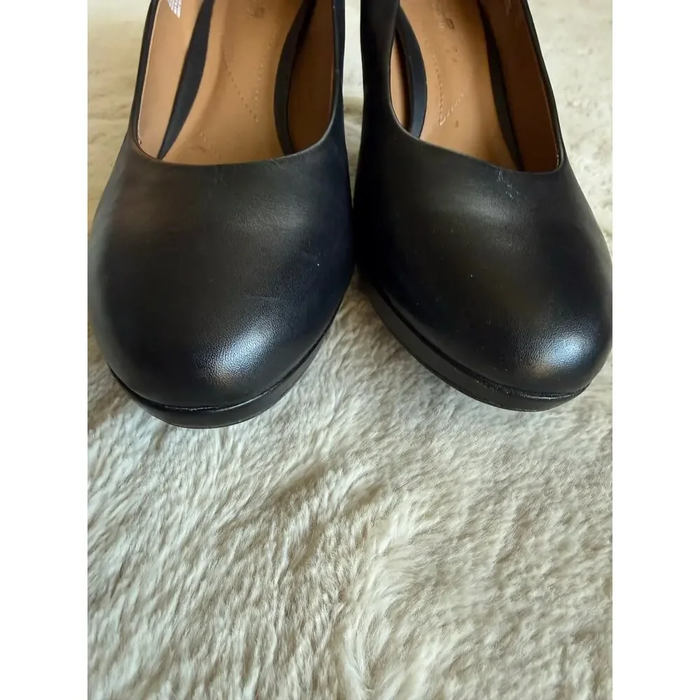 Clarks Artisan Black Leather Classic Heels Size 11